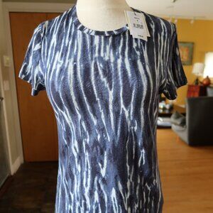 NWT! $180 Majestic Filatures size 2 blue tie dye print tee shirt top linen blend